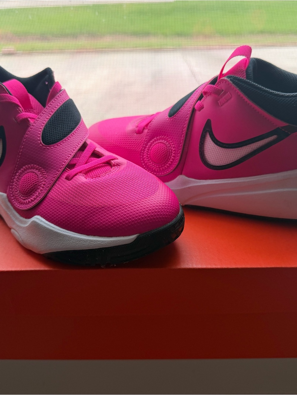 Nike Kids Hot Pink and Black Velcro Sneakers